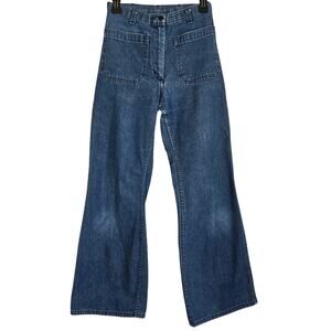 Vintage 1970's Military Utilitarian Chic Deck Work Flared Denim Made in USA 26